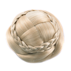 Chignons synthétiques tressés à clipser pour femmes, en fibre résistante à la chaleur, noir, blond, brun - Product Image 1