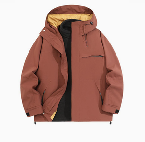 Vestes d'extérieur imperméables à capuche pour hommes et femmes, automne-hiver, 3XL, respirantes, coupe-vent, résistantes à l'eau, fermeture éclair unie, tissées - Product Image 2