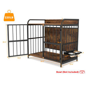 Table d'extrémité multifonctionnelle en acier et en bois pour chiens domestiques d'intérieur pour grands chiens moyens avec armoire de rangement - Product Image 2