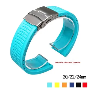 Bracelet de montre en caoutchouc FKM à libération rapide pour montre universelle de 20/22/24 mm, fermoir pliable en acier inoxydable - Product Image 4
