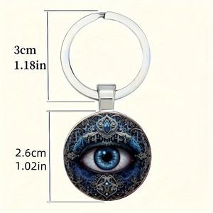 Porte-clés rond en alliage de zinc Œil d'Horus transfrontalier, œil du diable, œil protecteur, pendentif de sac pour passionnés de religion - Product Image 4