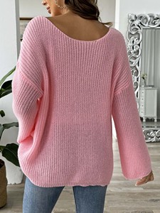 Maglioni da Donna Autunno-Inverno di Alta Qualità con Collo Tondo, Maniche a Campana, Pullover Ampio Casual con Stampa Love - Product Image 5