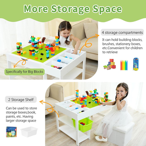 Mesa de Bloques de Construcción Multifuncional 4 en 1, Mesa de Actividades para Niños con Ladrillos Grandes de <span class=keywords><strong>Lego</strong></span> para Niños Pequeños - Product Image 5