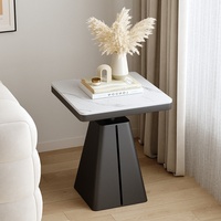 Table basse mobile en métal style crème avec plateau en ardoise, durable, moderne, pour salon, petite table carrée, mobilier de maison créatif