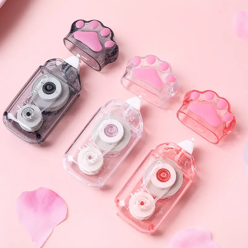Student Corrector Tape 5mm*6M Promotional Gift Stationery Student Tape Cute Kawaii White Cat Claw Portable Correction Tape
