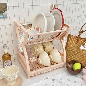 Égouttoir de cuisine multifonctionnel double couche pour vaisselle, bols, baguettes, assiettes, couteaux - en plastique écologique - Product Image 4