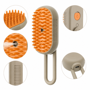 Brosse de bain électrique à poignée ABS pour chats et chiens - Brosse de massage vapeur à pulvérisation pour animaux de compagnie - Démêlage à une touche pour éviter que les poils ne s'envolent - Product Image 2