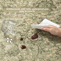 Karpet Gaya Persia dengan Motif Tanaman & Bunga, Bebas Cuci, Tahan Air, Anti Noda, Anti Kotoran untuk Ruang Tamu & Kamar Tidur
