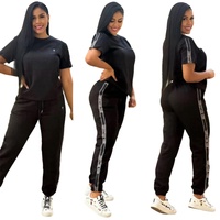 Ropa de Marca al por Mayor para Mujer, Nuevo Conjunto de Dos Piezas Casual de Moda, Top de Manga Corta y Pantalones Largos con Jacquard