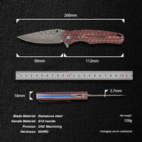 Nouveau Couteau Pliant Damas 2026 60 HRC, Couteau de Poche EDC pour Camping en Plein Air, Multifonction, Manche Ergonomique Coloré