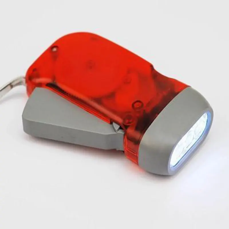 Đầy Màu sắc Nhựa Torch ánh sáng có thể sạc lại pin ABS Dynamo 3 LED Hand Crank Đèn Pin tay Crank khẩn cấp ánh sáng