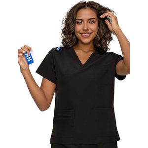 Blusa Médica Floralhue para Mujer, Cuello en V Curvo, 3 Bolsillos, Suave y Elástica, Manga Regular, Grosor Estándar, Tipo Pullover - Product Image 4