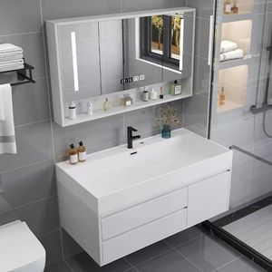 Modern Plywood Bathroom Vanity Cabinet Wash Basin LED Touch Illuminate Mirror Waterproof Eco-Friendly 1 Year Warranty Hotel Use - Product Image 4