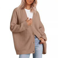 BR7015 Dicker Strickcardigan Bestseller Einfacher Allrounder Gestrickter Knopfverschluss V-Ausschnitt Damen
