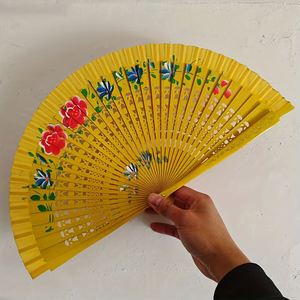 QM Spain <b>Wooden</b> Double-sided Hollowing Folding Hand Fan Eco-Friendly Durable Wedding Custom Silk Screen Printed <b>Gift</b> - Product Image 3