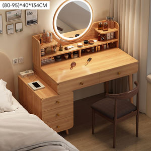 Lighted Mirror Makeup <strong>Dressing</strong> Vanity <strong>Table</strong> with Drawers Design Household Bedroom Crystal Luxury Custom Logo Bedroom Furniture - Product Image 2