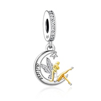 Fit Original Pan Charms Bracelet Collier 925 Sterling Silver Angel Elf Believe Wish Moon Cartoon Fairy Beads pour les femmes Berque