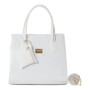 Sac fourre-tout en cuir blanc pour femme Fana Brina M3827, style décontracté à porter en bandoulière avec décoration de perles, poignée unique - Product Image 1
