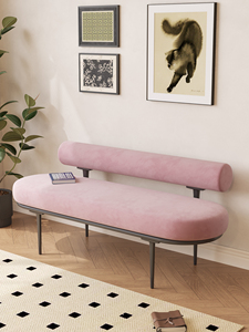 Tabouret <span class=keywords><strong>de</strong></span> bout <span class=keywords><strong>de</strong></span> <span class=keywords><strong>lit</strong></span> moderne en flanelle <span class=keywords><strong>de</strong></span> luxe léger, rembourré, avec dossier créatif, pour chambre à coucher et salle d'exposition - Product Image 1