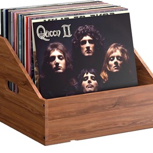 Boîte de rangement vintage en bois pour disques vinyles, boîte de rangement de bureau pour vinyles, CD et autres supports. - Product Image 5