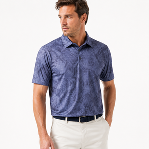 Camisa Polo para Hombre, Manga Corta, Diseño de Hojas en Tono, Logotipo Bordado Personalizado, Marca Privada, Fabricante OEM ODM - Product Image 2