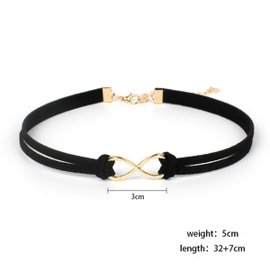 Produttore fatto a mano Infinity Sign Charm <span class=keywords><strong>collana</strong></span> in pelle scamosciata con ciondolo a catena per clavicola da donna girocollo bohémien - Product Image 2