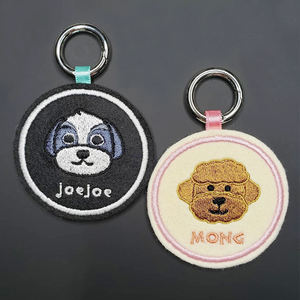 Etiqueta de Identificación Personalizada con Bordado Redondo para Collar de Perro, Etiqueta con Nombre Bordado con Cara de Perro - Product Image 1