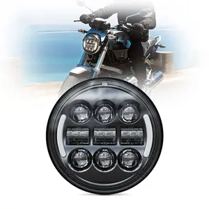 Phare Led Rond pour Bajaj Chetak Scooter Pièces De Rechange Chrome Noir Tout En Un Led Vélo Lumière pour Bajaj Chetak Accessoires