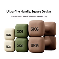 Haltères carrés pour la remise en forme à domicile, 1 kg, 2 kg, 3 kg, en fonte, anti-roulement, prise en main facile, équipement de fitness pour l'exercice en intérieur et en extérieur
