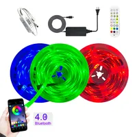 Bandes Lumineuses LED Intelligentes et Flexibles, Télécommande Bluetooth, Synchronisation de la Musique Multicolore, RVB 5050, 12V, 32 Pieds
