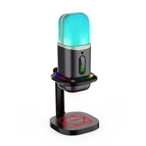Hot Sale 192khz/24 Bit Frequency Recording Podcasting Game Led Lights Adopt Plastic Usb Microphone For Teaching