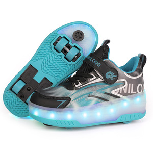 Chaussures de skate <span class=keywords><strong>pour</strong></span> filles, baskets de sport <span class=keywords><strong>pour</strong></span> enfants, freins rétractables invisibles à quatre roues, patins à <span class=keywords><strong>glace</strong></span> à deux roues lumineux - Product Image 1