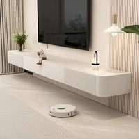 Meuble TV mural nordique moderne et simple, ensemble table basse flottante, meubles en bois laqué blanc pour le salon