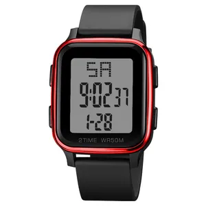 Jam tangan digital mode kustom relojes tali silikon lampu belakang EL jam tangan digital tahan air untuk pria