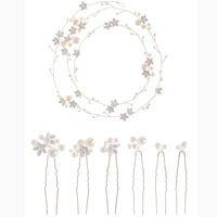 Mode mariée une pièce cheveux longs vigne 6 pièces un ensembles épingle à cheveux à la main alliage fleur casque ensembles de bijoux de mariage