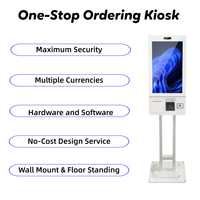 21.5 23.8 27 32 Inch Touch Self Service Ticket Printer Kiosk Machine Touch Screen Kiosk Self Place Order Checkout Kiosk Terminal