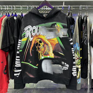 Sweat-shirts à capuche de qualité supérieure, 100% coton épais, style streetwear, imprimés avec des strass, coupe ample, style Y2K pour hommes - Product Image 2