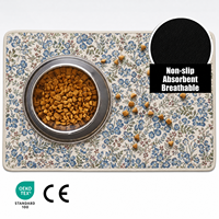 Tapis de sol en velours éponge chintz bleu à motif floral végétal, avec base antidérapante, pour canapé et chevet