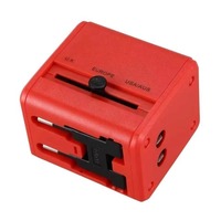 Convertisseur universel multifonction Adaptateur de prise d'alimentation de voyage pour prise USB (rouge)