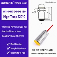 Capteur de proximité inductif résistant à la chaleur Domenzi M30, sortie NPN NO, 10 mm, IP67, 120°C, pour utilisation en fonderie et en four