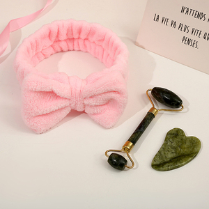 Diadema de lana Coral, banda para el cabello de maquillaje con banda para la muñeca, Juego de <span class=keywords><strong>3</strong></span> uds, diadema ajustable para lavar la cara - Product Image 2