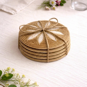 Handmade Bee <b>Beaded</b> Stone <b>Coaster</b> Round Drink Mat for Home Hotel Table Decor - Product Image 1