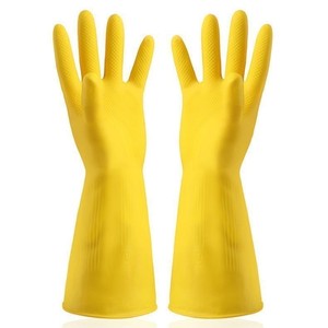 Yellow <b>Latex</b> Rubber <b>Gloves</b> 30 In Length Waterproof Non Slip Dishwashing Household Use - Product Image 1