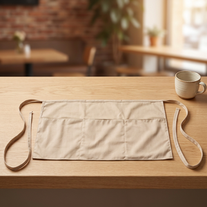 Tablier personnalisé haut de gamme en polycoton uni, tablier de taille à trois poches pour personnel de café et de commerce de détail, avec logo personnalisé - Product Image 1