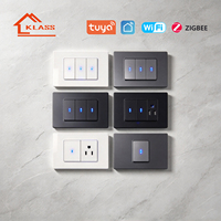 Interrupteur mural intelligent KLASS, best-seller, contrôle de la maison intelligente, WiFi, Zigbee, Google Alexa, 1GANG 2WAY, PC, 110V, interrupteur tactile