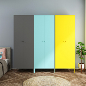 Precio barato a la <span class=keywords><strong>venta</strong></span>, alta calidad, habitación pequeña moderna, armario de almacenamiento de ropa de 2 puertas, armarios de metal de color para armario de dormitorio - Product Image 4