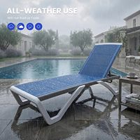 Chaise longue de patio en aluminium au design moderne, tissu double couche, dossier réglable, résistante aux UV, durable pour l'extérieur (stock US)