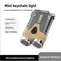 Mini lampe torche LED IP65 avec porte-clés, rechargeable par USB-Type-C, protection contre les surcharges de batterie, ultra-légère, portée du faisceau de plus de 500 m