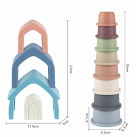 Ensemble de jouets de bain empilables pour bébé, en paille de blé écologique et PP, bateau, tasse, maison, jouet éducatif sensoriel pour tout-petits