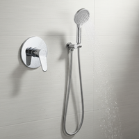 Ensemble de robinetterie de douche chromé, type pluie, avec douchette souple murale en laiton 2-en-1, pour baignoire, appartement, hôtel, système de robinetterie en céramique
